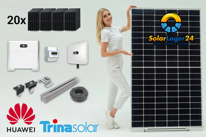 Komplettpaket 8 KWp mit Huawei Speicher, Trina Solar 450W und Montagematerial Ziegeldach