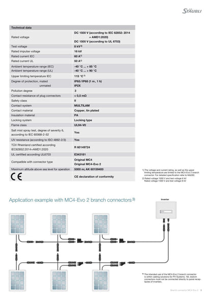 1 Paar MC4 EVO2 "Male + Female" Abzweigbuchse / Branch connector