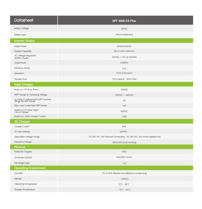 Growatt Wechselrichter SPF 6000 ES Plus Off-Grid 6KW