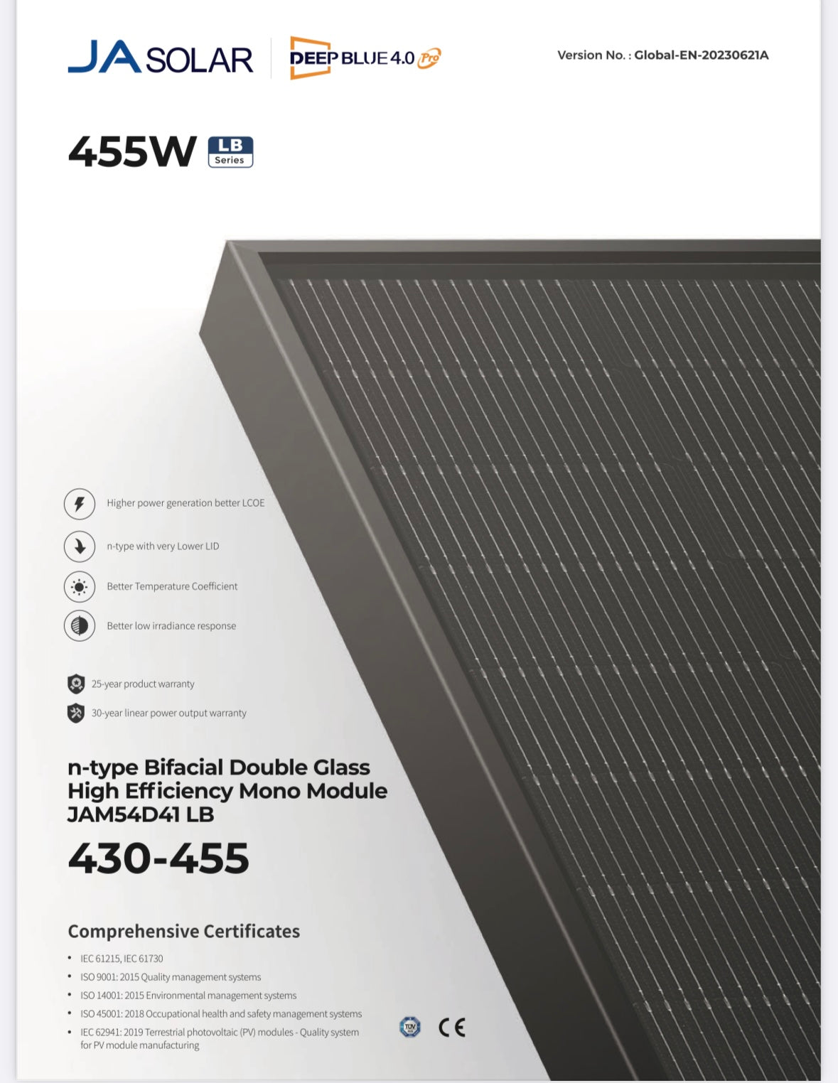 36x JA Solar 440W FullBlack, bifacial, JAM54D41 LB