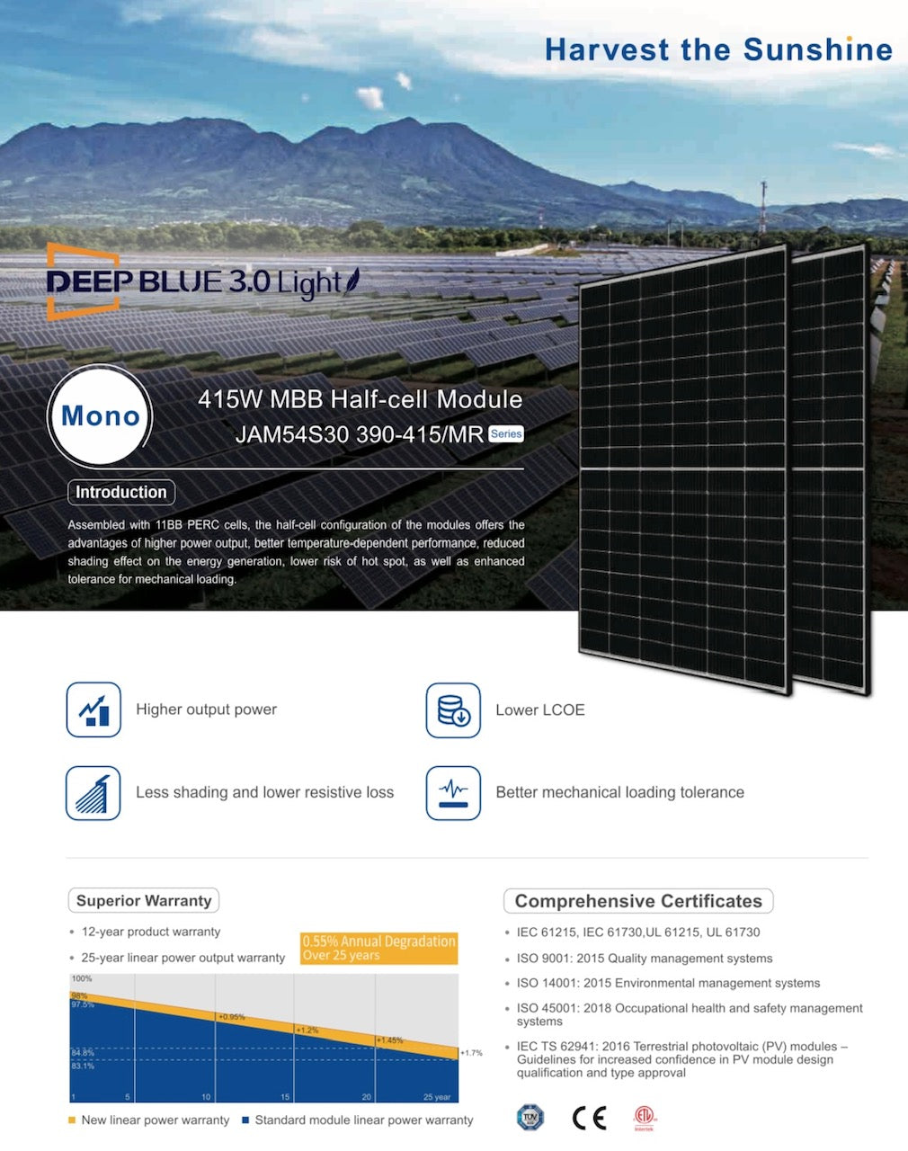 JA Solar 405W ## JAM54S30-405 MR, Solarmodul, Mono PERC, schwarzer Rahmen ##